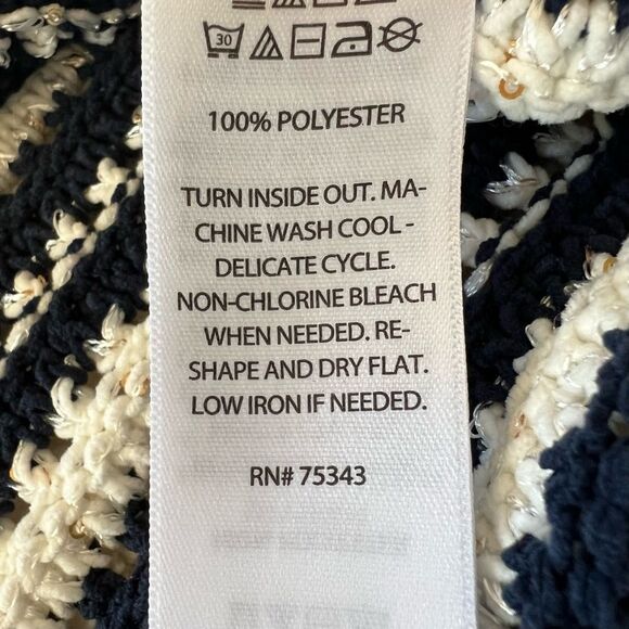 Joie Blue White Nautical Preppy Crew Neck Striped Short Sleeve Sweater-M - Picture 8 of 13